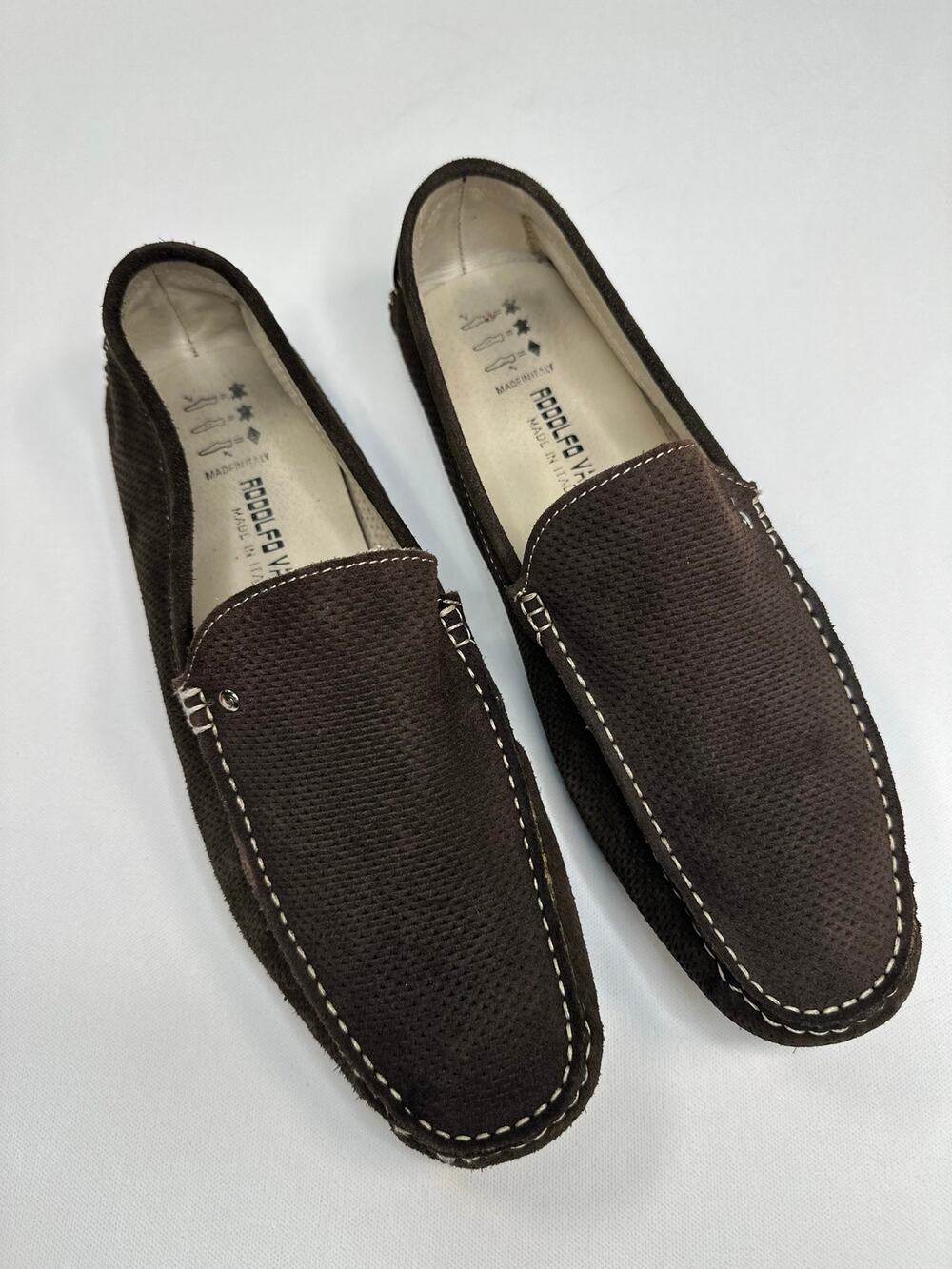 Rodolfo Valeri Brown Suede Slip On Driving Moccasins Size 44 (US 11)